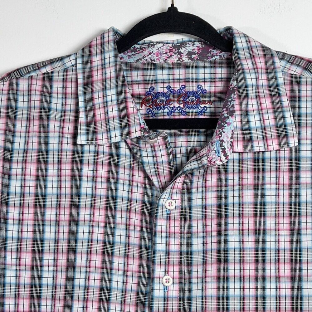 Robert Graham Plaid Shirt Mens Sz 2XL Long Sleeve Flip Cuff Button Up - Picture 2 of 13